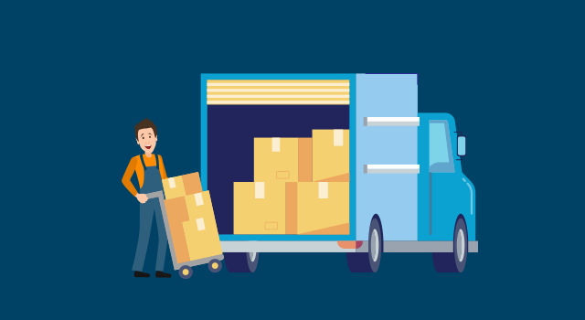 man loading a delivery truck with packages