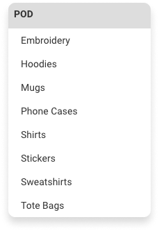 Embroidery
Hoodies
Mugs
Phone Cases
Shirts
Stickers
Sweatshirts
Tote Bags
