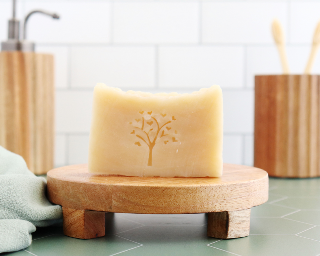 Soap sitting on a tray