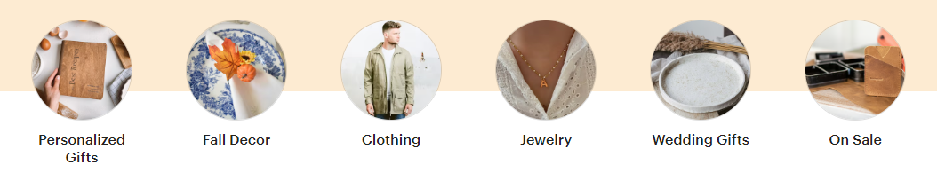 Etsy's choice of keywords it's featuring now, including "fall decor"