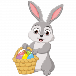 Easter Bunny holding a basket of Easter eggs