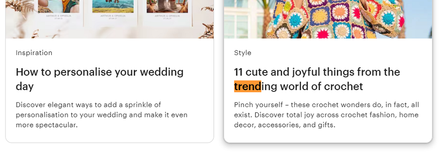 04/14/2024 screenshot of Australia’s Etsy homepage showing a promotional CTA with the word “trending.”